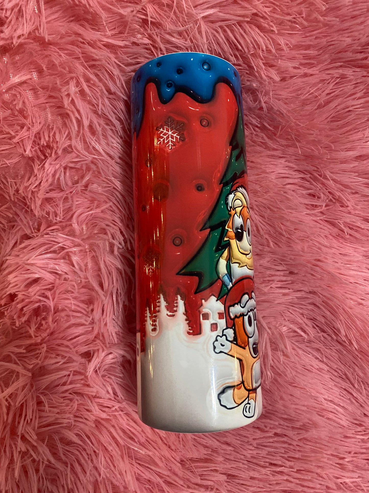 20oz Christmas red&blue 3D bluey tumbler