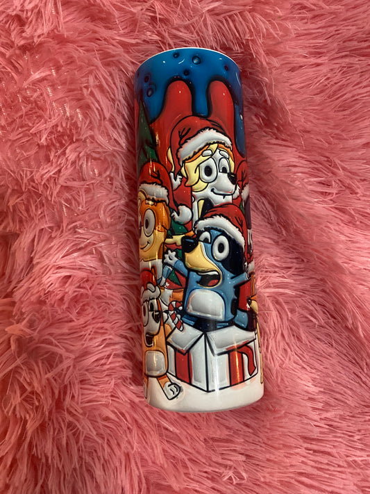 20oz Christmas red&blue 3D bluey tumbler