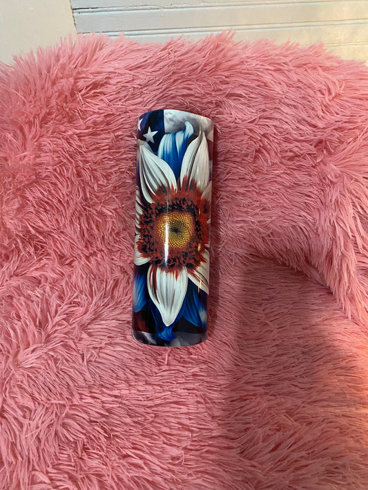 20oz American Flag Flower Tumbler